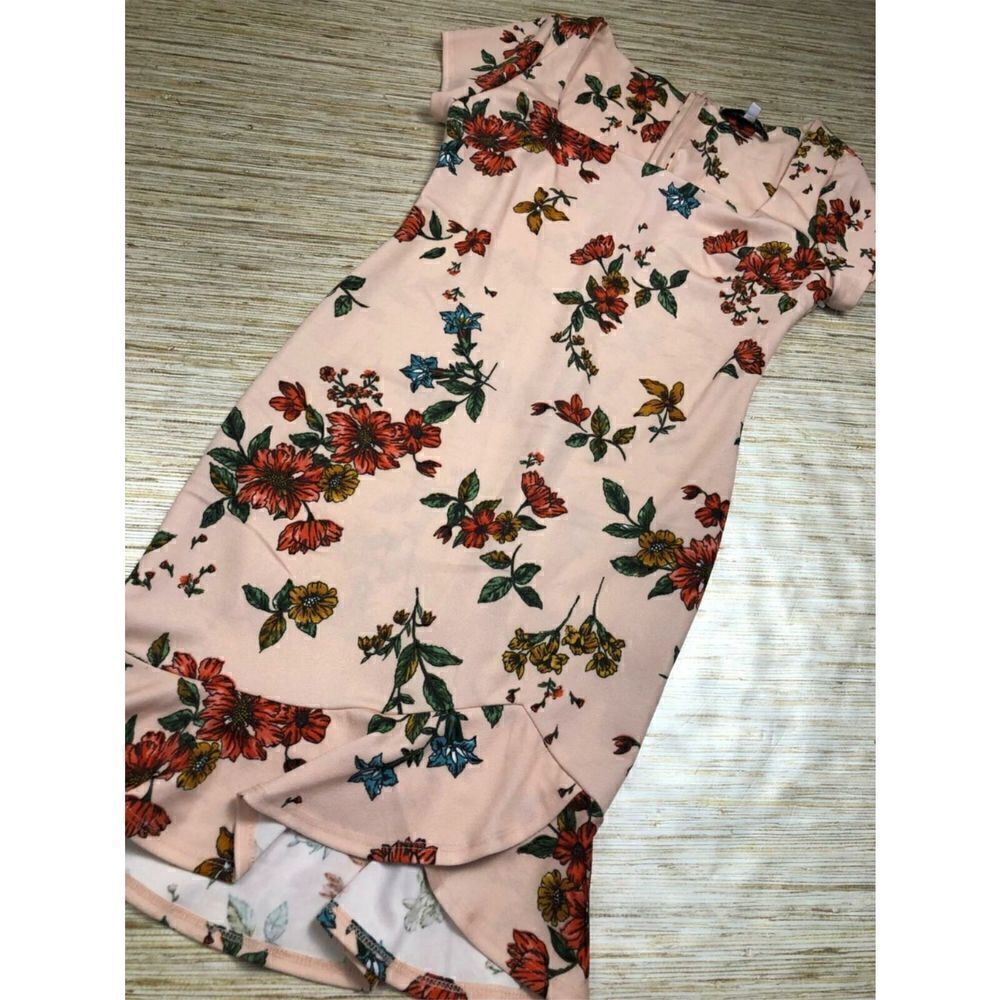 X-63~ The Vanity  ruffle Hem Dress PINK FLORAL size S